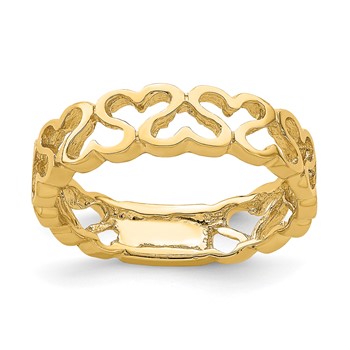 14k Polished Hearts Band