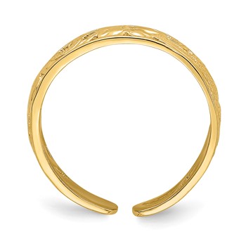 14k Adjustable Flower with Leaf Trim Toe Ring — alternate view