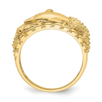 14K Dolphin and Sand Dollar Ring — alternate view
