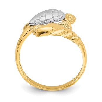 14K and White Rhodium Turtle Ring — alternate view