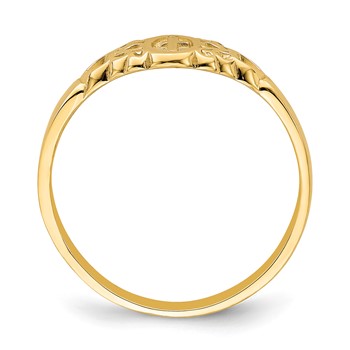 14K Cross Inside Oval with Scroll and Heart Ring — alternate view
