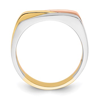 14k Tri-Color Contemporary Flat Top Band — alternate view