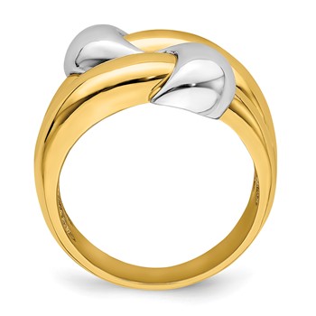 14K Two-Tone Polished Knot Dome Ring — alternate view