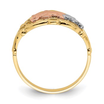 14k Two-Tone with White Rhodium Two Elephants Ring — alternate view