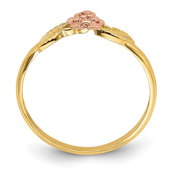 14k Two-tone Diamond-cut Leaves with Flower Ring — alternate view