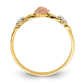 14k Two-Tone with White Rhodium Flower Ring — alternate view