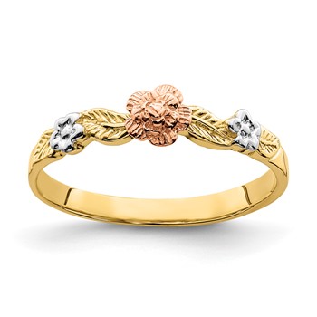 14k Two-Tone with White Rhodium Flower Ring