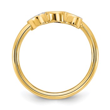 14K and White Rhodium Diamond-cut Hearts Ring — alternate view