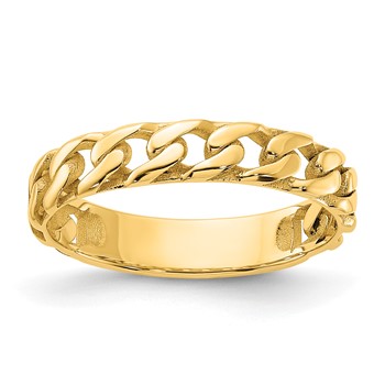 14k Polished 4mm Curb Link Ring Size 10