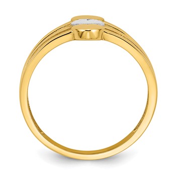 14k with White Rhodium Polished and Diamond-cut Three Hearts Size 7 Ring — alternate view