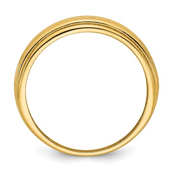 14k Polished Grooved Graduated Size 7 Ring — alternate view