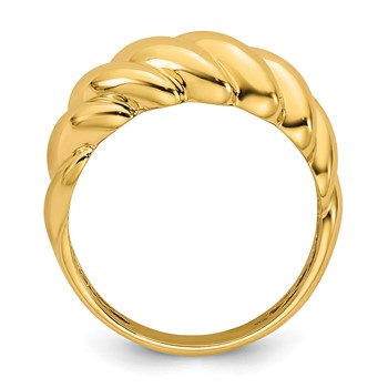 14K Polished Twisted Graduated Domed Size 7 Ring — alternate view