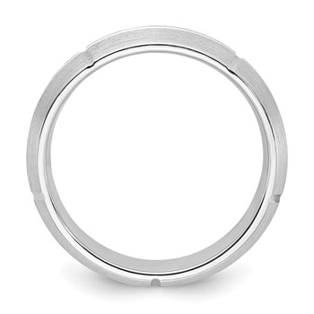 Cobalt Polished & Brushed Grooved 7mm Men's Ring — alternate view