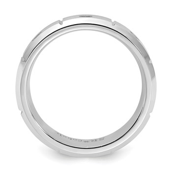 Cobalt Polished, Brushed & Grooved Black Diamond 7mm Men's Band — alternate view