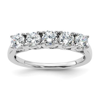 Sterling Silver Rhodium-plated 5 Diamonore CZ Ring