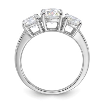 Sterling Silver Polished Three Diamagem CZ Ring — alternate view