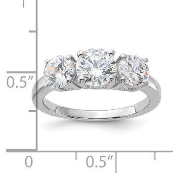 Sterling Silver Polished Three Diamagem CZ Ring — alternate view