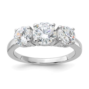Sterling Silver Polished Three Diamagem CZ Ring