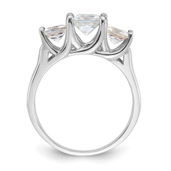 Sterling Silver Rhodium-plated Diamonore CZ 3 Stone Princess-cut Ring — alternate view