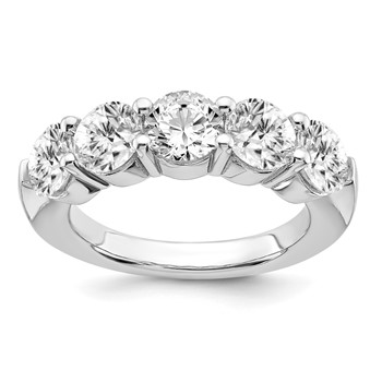Sterling Silver Rhodium-plated Diamonore CZ 5 Stone Ring