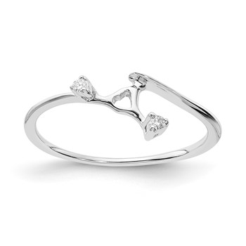 14K White Gold Polished Love Story Diamond Ring Wrap