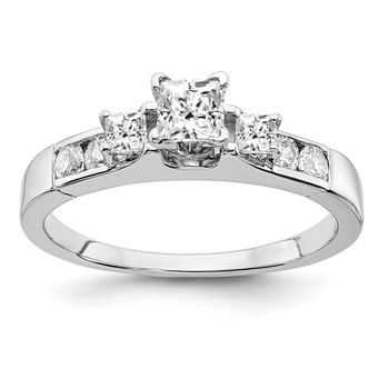 Sterling Silver Rhodium-plated Diamonore CZ Princess Cut Ring
