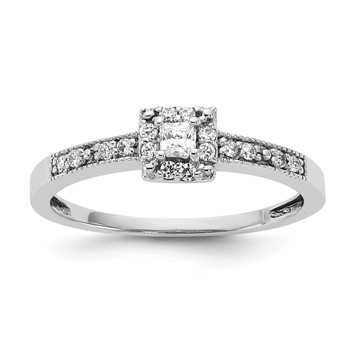 Sterling Silver CZ Womens Engagement Ring