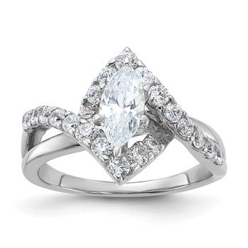 Sterling Silver Rhodium-plated Marquise Ring Mounting