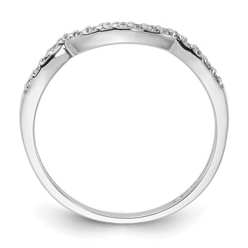 Sterling Silver Polished CZ Contoured Wedding Band — alternate view