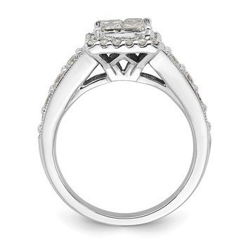 14k White Gold Diamond Princess Cluster Center Halo Engagement Ring — alternate view