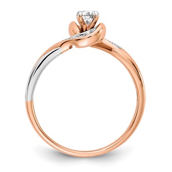 10k Two-tone Rose/White Gold Diamond Bypass Engagement Ring — alternate view