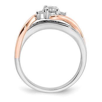 14k Two-tone Two Hearts Diamond Eng Ring — alternate view