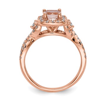 14k Rose Gold Morganite & Diamond Eng Ring — alternate view