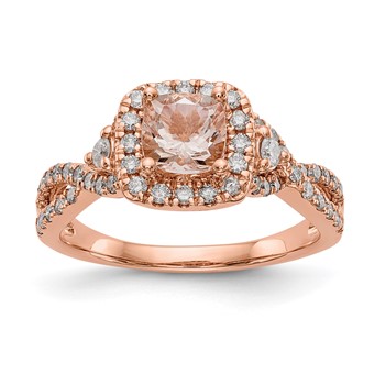 14k Rose Gold Morganite & Diamond Eng Ring
