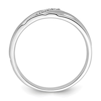 Sterling Silver Polished & Satin Diamond Men's Band — alternate view