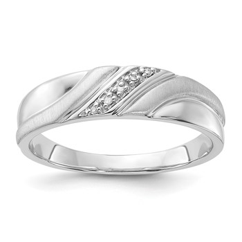 Sterling Silver Polished & Satin Diamond Men's Band