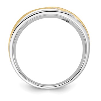 10k White Gold & Gold-tone Satin & Polished Diamond Men's Ring — alternate view