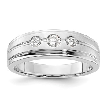 10K White Gold Polished & Brushed Diamond Men's Band