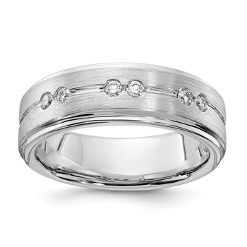 Satin E/W, Men's diamond wedding band - Dia: E