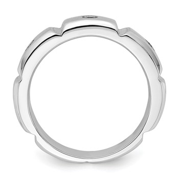 Sterling Silver Satin and CZ Mens Ring — alternate view