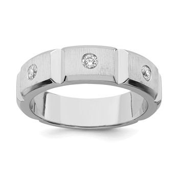 10K White Gold Polished & Brushed Ridged Diamond Band