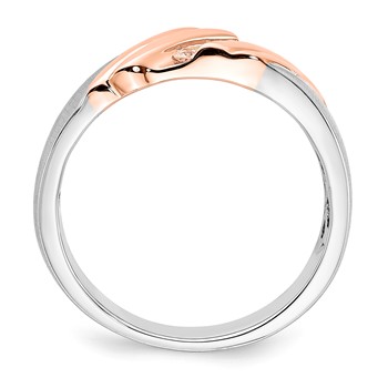 14K White & Rose Gold Polished & Brushed Ruby & Diamond Men's Ring — alternate view