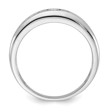 Sterling Silver Polished & Satin CZ Men's Wedding Band — alternate view