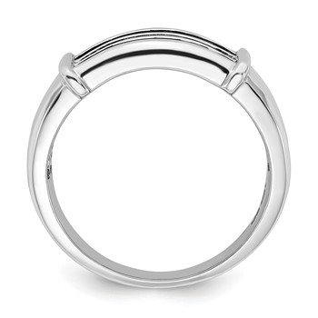 Sterling Silver Black and White Diamond Mens Band — alternate view