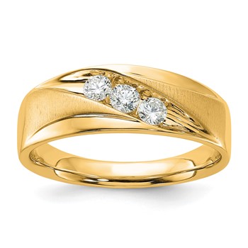 10K Gold Polished & Satin Triple Stone Men's Ring Mounting