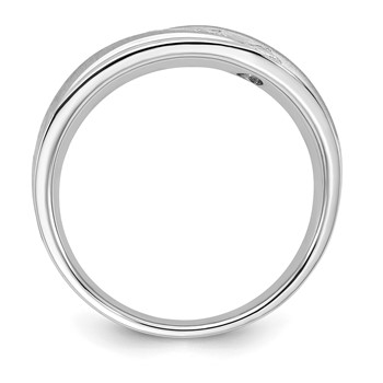 10kw Polished & Satin Curved Triple Diamond Mens Wedding Band — alternate view