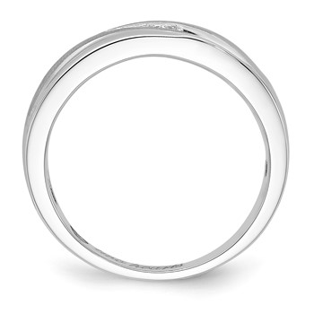 10k White Gold Polished & Satin Curved Diamond Men's Wedding Band — alternate view