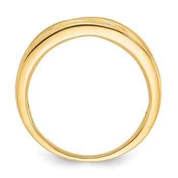 Two Hearts Brand,10ky Polished & Satin Curved Diamond Men's Wedding Band — alternate view