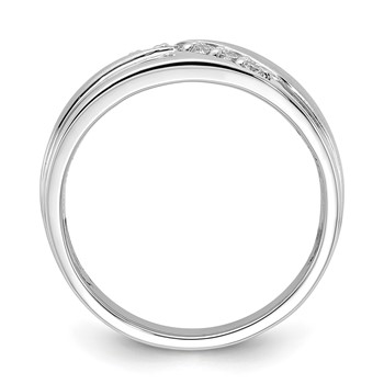 10k White Gold Polished & Satin Diamond Men's Ring — alternate view