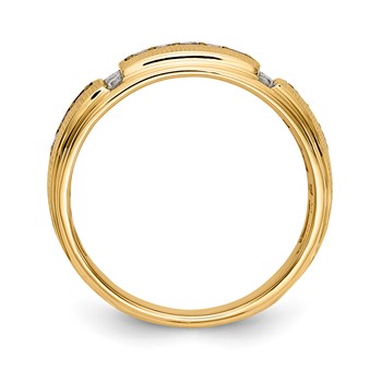 10k Polished & Satin White & Brown Diamond Men's Ring — alternate view